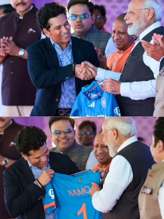 PHOTO Sachin Tendulkar gifts special NAMO Team India jersey to PM Modi